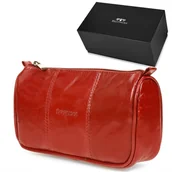 Kosmetyczki, organizery i kuferki - Beltimore Beltimore Kosmetyczka Skórzana czerwona piórnik M79 - miniaturka - grafika 1