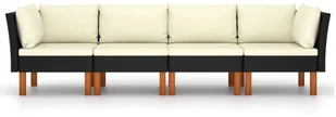 VidaXL 4-osobowa sofa ogrodowa z poduszkami, polirattan, czarna 3059730 - Sofy ogrodowe - miniaturka - grafika 2