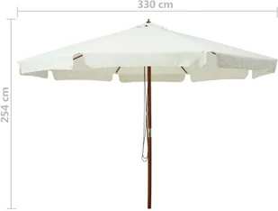 vidaXL Parasol ogrodowy na drewnianym słupku, 330 cm, piaskowa biel - Parasole ogrodowe - miniaturka - grafika 6