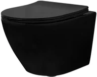 Miski WC - Rea Carlo Mini Rimless Flat Czarna Matowa C8489 - miniaturka - grafika 1