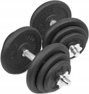 Hantle i ciężarki - Hantle Żeliwne 2x20 kg gryf Talerze zestaw 40kg - miniaturka - grafika 1