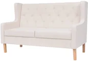 Sofy i kanapy - vidaXL Sofa 2-osobowa, materiałowa, kremowa - miniaturka - grafika 1