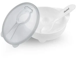 Akuku miseczka z łyżeczką A0424 biała - Lunch boxy - miniaturka - grafika 3