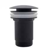 Korki do umywalek - Sea Horse SEA-HORSE Korek klik-klak duży długi kołnierz do umywalki z przelewem czarny mat mosiądz - miniaturka - grafika 1