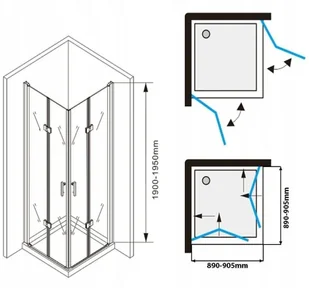 231 HYDAR KABINA PRYSZNICOWA 90x90 BLACK SKŁADANA 6MM 23178226 78226-uniw - Kabiny prysznicowe - miniaturka - grafika 12
