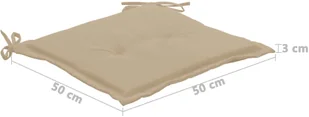 vidaXL Poduszki na krzesła ogrodowe, 2 szt., beżowe, 50 x 50 x 3 cm - Poduszki ogrodowe - miniaturka - grafika 7