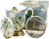 Kubki - Duo Kubek Porcelanowy Z Zaparzaczem Art Woman With A Parasol C Monet Błękitny 300 Ml - miniaturka - grafika 1