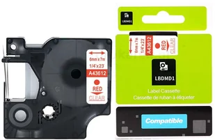 Dymo strefadrukarek.pl Taśma D1 43612 6mm x 7m przeźroczysta czerwony nadruk - zamiennik | OSZCZĘDZAJ DO 80% - ZADZWOŃ! 730811399 PROMOCJA! D1-43612 - Etykiety do drukarek - miniaturka - grafika 2