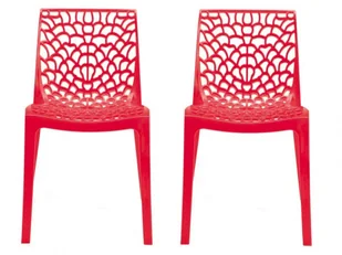 TELEHIT GARDEN Krzesło ogrodowe GRUVYER plastikowe czerwone - Fotele i krzesła ogrodowe - miniaturka - grafika 2