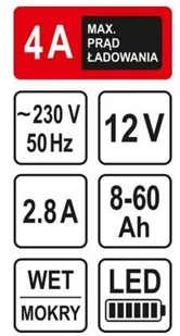 Sthor PROSTOWNIK 12V 4A 60Ah LEDOWY WSKAŹNIK NAŁADOWANIA 82541 82541 - Narzędzia warsztatowe - miniaturka - grafika 5