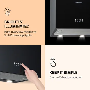 Klarstein Monumenta 40 Czarny CGCH3-Monumenta-SS - Okapy kuchenne - miniaturka - grafika 5