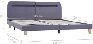 vidaXL Rama łóżka LED, jasnoszara, tkanina, 160 x 200 cm - Łóżka - miniaturka - grafika 8