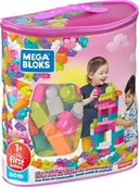 Klocki - Fisher Price Mega Bloks Klocki 80 Elementów Torba Różowa Klocki Dla Małych Dzieci DCH62 DCH62 - miniaturka - grafika 1