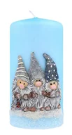 Oświetlenie świąteczne - SWIECE ARTMAN Boże Narodzenie Świeca ozdobna Gnomy walec średni błękitny 1szt - miniaturka - grafika 1