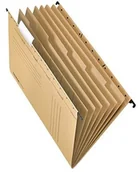 Teczki i skoroszyty - FALKEN Teczka zawieszkowa z przekładkami Falken UniReg. Wyprodukowano w Niemczech. Tekturowa A4 z 6 przekładami Brązowa Idealna do kartoteki 15046560 - miniaturka - grafika 1