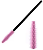 Pozostałe akcesoria do makijażu - Allepaznokcie Silikonowa szczoteczka do rzęs różowa czarny patyczek 50szt - miniaturka - grafika 1