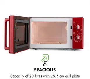 Kuchenka mikrofalowa Klarstein Caroline Czerwony - Kuchenki mikrofalowe - miniaturka - grafika 3