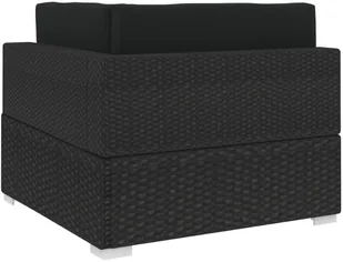 vidaXL Siedzisko narożne z poduszką, polirattan, czarne - Fotele i krzesła ogrodowe vidaXL Siedzisko narożne z poduszką, polirattan, czarne - Fotele i krzesła ogrodowe - miniaturka - grafika 4