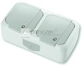 Gniazdka elektryczne - Viko by Panasonic Gniazdo z uziemieniem i klapką podwójne poziome - Palmiye Szary 90555585 - miniaturka - grafika 1