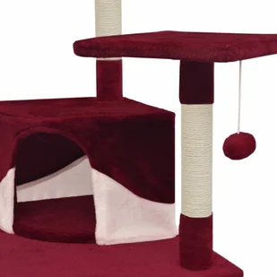 vidaXL Drapak dla kota z sizalowymi słupkami, 203 cm, czerwono-biały - Drapaki dla kotów - miniaturka - grafika 5