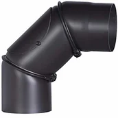 Paleniska ogrodowe - FIREFIX Kolanko do rur piecowych ze stali o grubości 2 mm (rura dymowa) o średnicy 120 mm, do pieców kominkowych i palenisk, Senotherm, czarne, 0-90 stopni regulacji, z drzwiami do czyszczenia - miniaturka - grafika 1