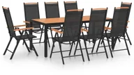 Meble ogrodowe - shumee shumee 9 częściowy zestaw mebli ogrodowych aluminium czarny - miniaturka - grafika 1