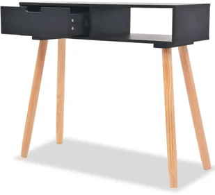 vidaXL Stolik typu konsola, drewno sosnowe, 80x30x72 cm, czarny - Konsole i sekretarzyki - miniaturka - grafika 2