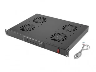 Lanberg Panel wentylacyjny LCD poziomy 1U z termostatem do szaf 19\" 4 wentylatory 230V czarny AK-1503-B - Szafy rack - miniaturka - grafika 3