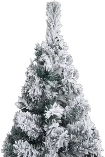 vidaXL Smukła, sztuczna choinka, zielona, ośnieżona, 180 cm, PVC - Choinki - miniaturka - grafika 3