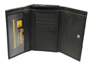 PolskaGalanteria.pl Portfel Damski Skórzany PolskaGalanteria 15 cm Suwak Skóra Naturalna KP D1411 CZARNY Z WSTAWKĄ Skóra Węża - Portfele - miniaturka - grafika 4