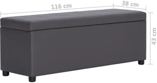 vidaXL Ławka ze schowkiem, 116 cm, szara, sztuczna skóra vidaXL - Ławki do przedpokoju - miniaturka - grafika 8