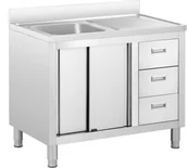 Meble gastronomiczne - Royal Catering Szafka ze zlewem 1 komora stal nierdzewna 400 x 400 x 300 mm RC-IKS10 - miniaturka - grafika 1