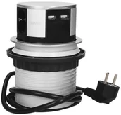 Gniazdka elektryczne - Orno Gniazdo meblowe potrójne wysuwane z blatu 1,5m, 2x230V Schuko, 2xUSB OR-AE-1342(GS) - miniaturka - grafika 1