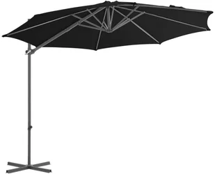 vidaXL Parasol wiszący na stalowym słupku, 300 cm, czarny 46998 - Parasole ogrodowe - miniaturka - grafika 3