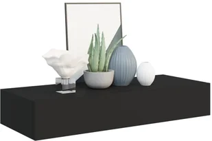 VidaXL Lumarko Półki ścienne z szufladą, 2 szt., czarne, 60x23,5x10 cm, MDF 330258 VidaXL - Półki do salonu - miniaturka - grafika 3