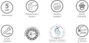 Kuchinox Peros bateria umywalkowa stojąca wysoka chrom/czarny BQP02ND - Baterie umywalkowe - miniaturka - grafika 4