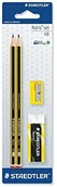 Ołówki - Staedtler 120 SBK-1 ołówki Noris, HB, z łbem sześciokątnym, zestaw z 2 niezwykle pewny ołowiu z podkładką, 1 temperówka, 1 klasy premium pęknięcia gumka do mazania, wysoka jakość Made in Germany 120 SBK-1 - miniaturka - grafika 1