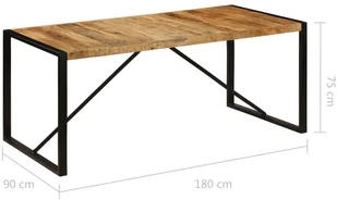 vidaXL Stół jadalniany, 180 x 90 x 75 cm, lite drewno mango - Stoły - miniaturka - grafika 6
