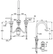 Baterie umywalkowe - Kludi Nova Fonte Puristic Bateria umywalkowa wysoka 3-otworowa chrom 201430515 - miniaturka - grafika 1