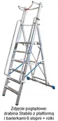 Rusztowania - Krause Stabilo drabina z platformą i barierkami 4 stopni + rolki 127488 - miniaturka - grafika 1