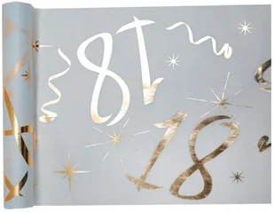 Santex Bieżnik "18 urodziny złote biały" SANTEX 500 x 30 cm SX6158-18 - Gadżety dla niej i dla niego - miniaturka - grafika 4