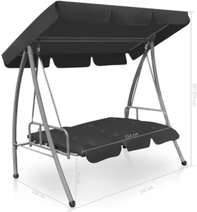 vidaXL Huśtawka ogrodowa z baldachimem, 192x118x175 cm, antracytowa - Huśtawki vidaXL Huśtawka ogrodowa z baldachimem, 192x118x175 cm, antracytowa - Huśtawki - miniaturka - grafika 5