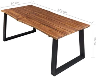 vidaXL Stół jadalniany, 170 x 90 x 75 cm, lite drewno akacjowe 325295 - Stoły - miniaturka - grafika 7
