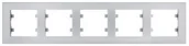 Wyłączniki światła i elektryczne - Hager lumina intense Ramka 5-krotna pozioma, srebrny WL5752 - miniaturka - grafika 1