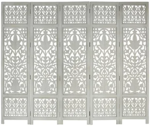 VidaXL VidaXL Parawan 5-panelowy, rzeźbiony, szary, 200x165 cm, drewno mango 285333 - Parawany - miniaturka - grafika 6
