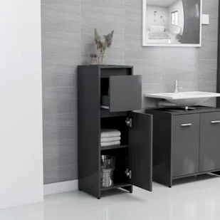 vidaXL vidaXL 4-częściowy zestaw mebli łazienkowych, szary, płyta wiórowa - Meble łazienkowe - miniaturka - grafika 7