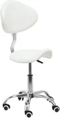 Krzesła i taborety kosmetyczne - Calissimo Taboret Kosmetyczny Siodło Z Oparciem White YH-83004G-WHITE - miniaturka - grafika 1