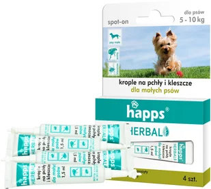 Bros Krople przeciw pchłom i kleszczom dla psów małych 5-10 kg Happs Herbal (4 sztuki) - Suplementy i witaminy dla psów - miniaturka - grafika 3