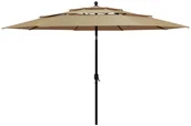 Parasole ogrodowe - vidaXL 3-poziomowy parasol na aluminiowym słupku, taupe, 3,5 m 313879 - miniaturka - grafika 1