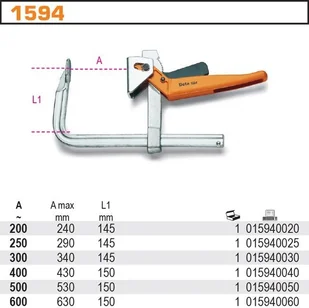 BETA ZWORNICA DŹWIGNIOWA 200MM 1594/200 - Pozostałe wyposażenie warsztatu - miniaturka - grafika 2